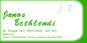 janos bethlendi business card